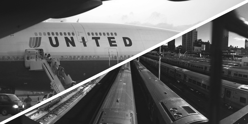 United Airlines and Trains