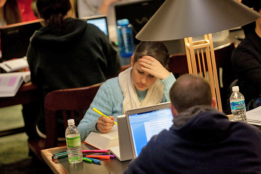 Temple Law Student Studying in Library