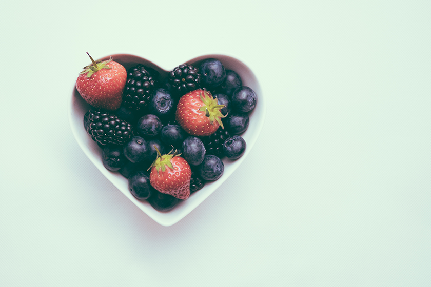 Mixed Berries in Heart Shaped Bowl