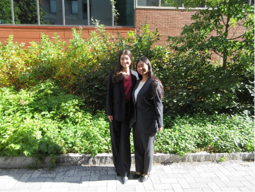 Temple Law students Victoria Faria and Sarah Ismael at the First Open Round.